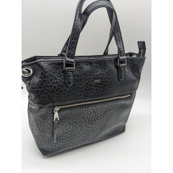 DKNY Gregorio textured faux-leather zip top medium tote satchel bag	 - BLACK - Picture 4 of 11